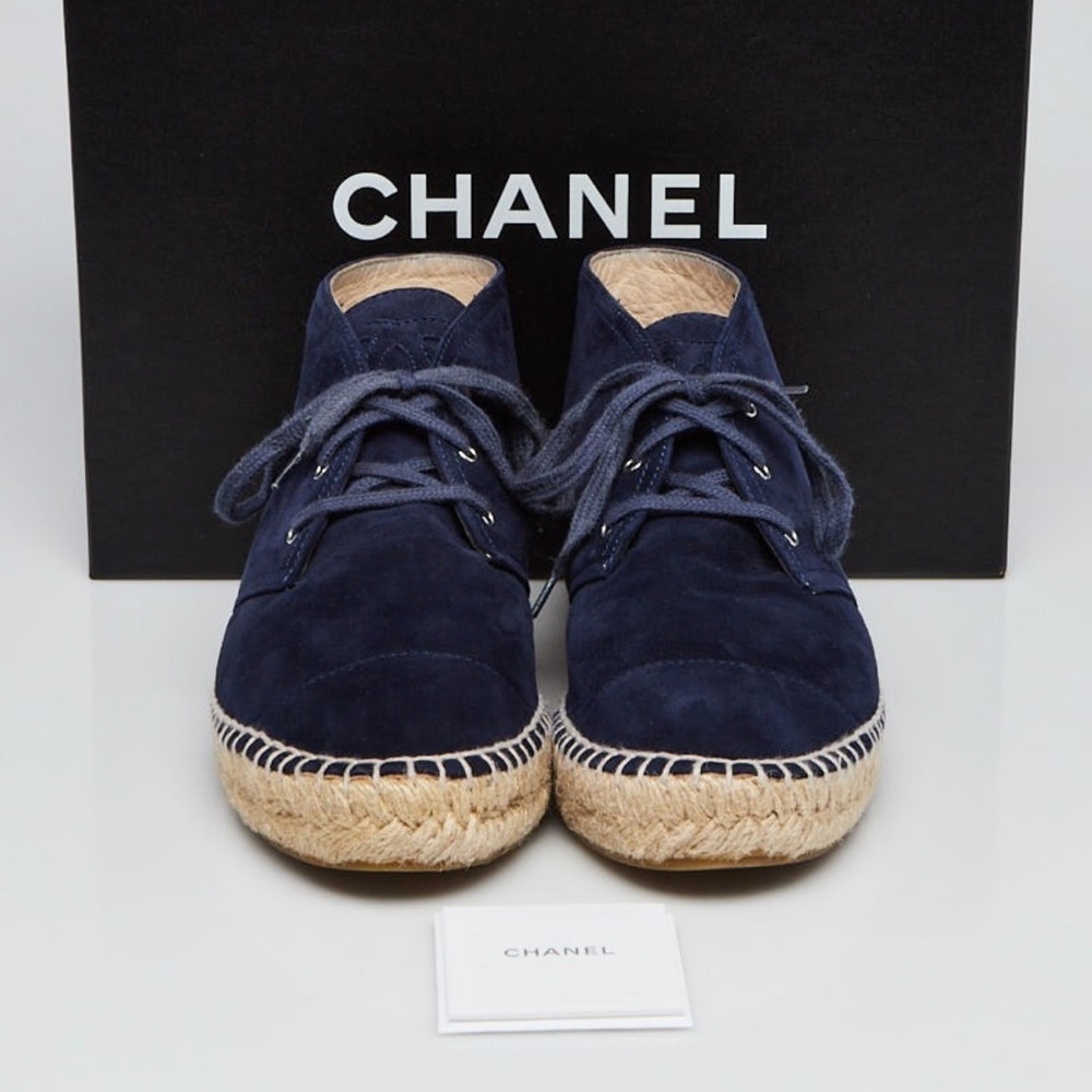 Chanel navy blue espadrilles
